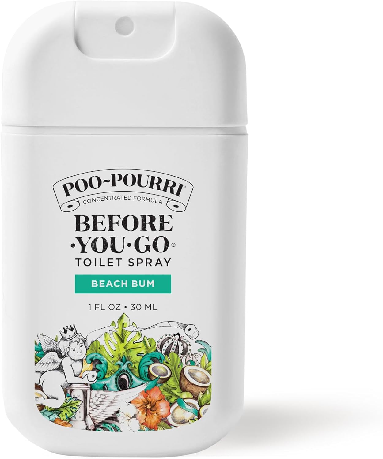 Poo-Pourri Before-You-Go Pocket Toilet Spray, Travel Essentials, Beach Bum, 1 Fl Oz, Up to 50 Uses, On-The-Go Bathroom Odor Deodorizer with Essential Oils, TSA Approved Size, Coconut Orchid Scent