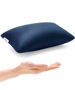 Pro Goleem Small Pillow 11’’x6’’x2.5’’ for Travel and Camping with Name Tag Mini Tiny Pillow for Room Couch Sofa Chair and Outdoor Car Air Nap Neck Lumbar Knee Rest Pillows, Navy Blue