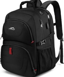 ProEtrade Travel Backpack, Extra Large Laptop Backpack School Business Anti Theft TSA Approved College Work Computer Bag Fits 17 Inch Laptop with USB Charging Port Bookbag for Women Men(Black)