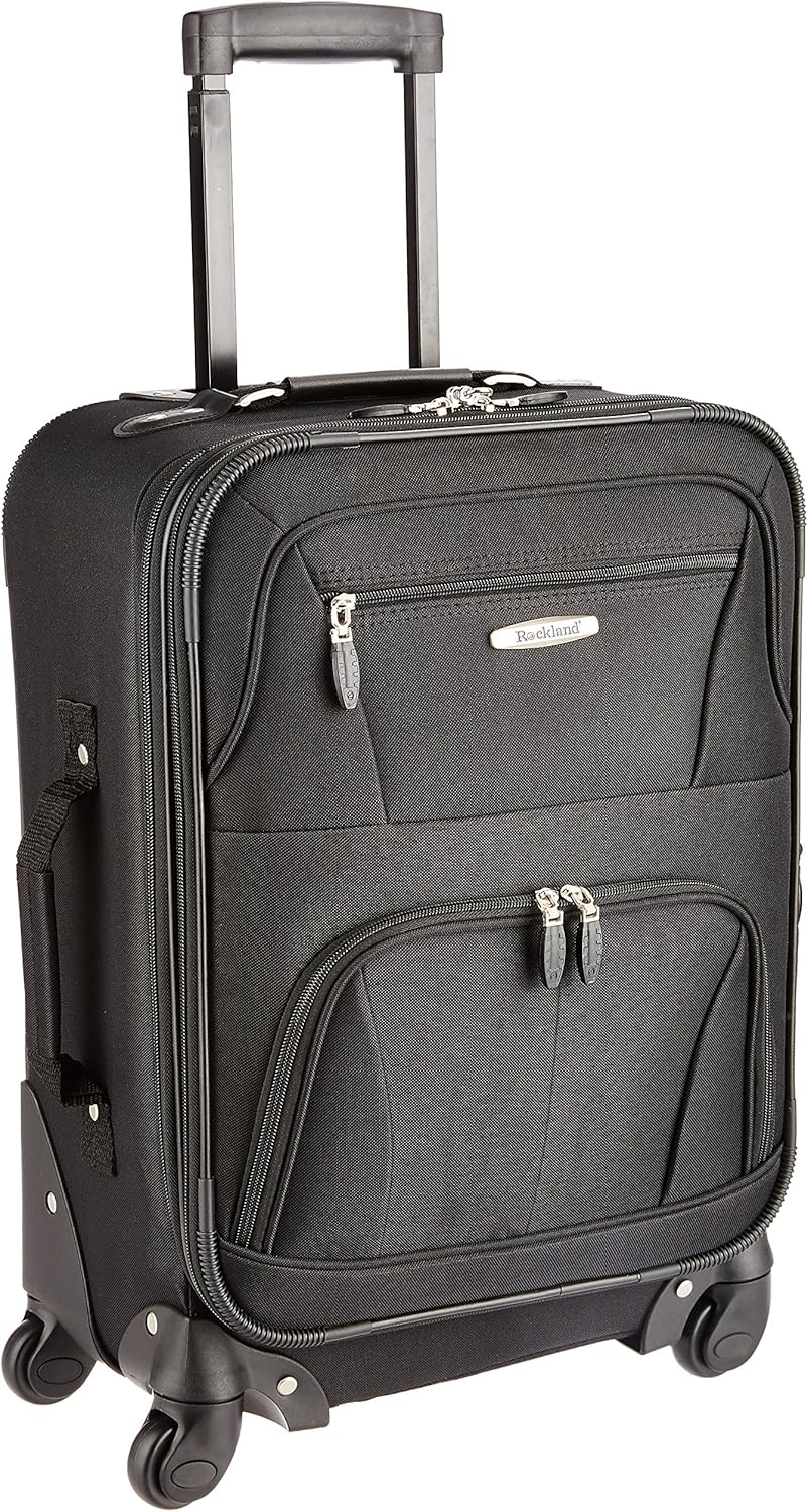 Rockland Expandable Spinner Carry On, Black, 19-Inch