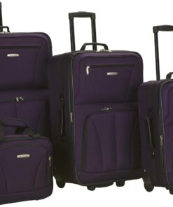Rockland Journey Softside Upright Luggage Set, Expandable, Purple, 4-Piece (14/19/24/28)
