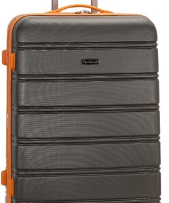 Rockland Melbourne Hardside Expandable Spinner Wheel Luggage, Charcoal, Checked-Large 28-Inch