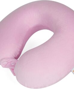 SAIREIDER Travel Neck Pillow 100% Pure Memory Foam Airplane Pillow for Head Support,Soft Adjustable Pillow for Plane, Car & Home Recliner (Pink)