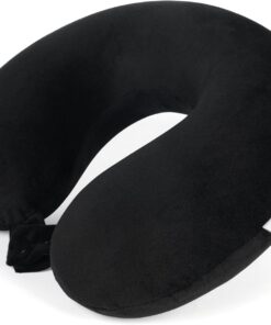 SAIREIDER Travel Pillow 100% Pure Memory Foam Travel Neck Pillow, Airplane Pillow for Traveling、Car、Home、Office，Washable Cover（Black）