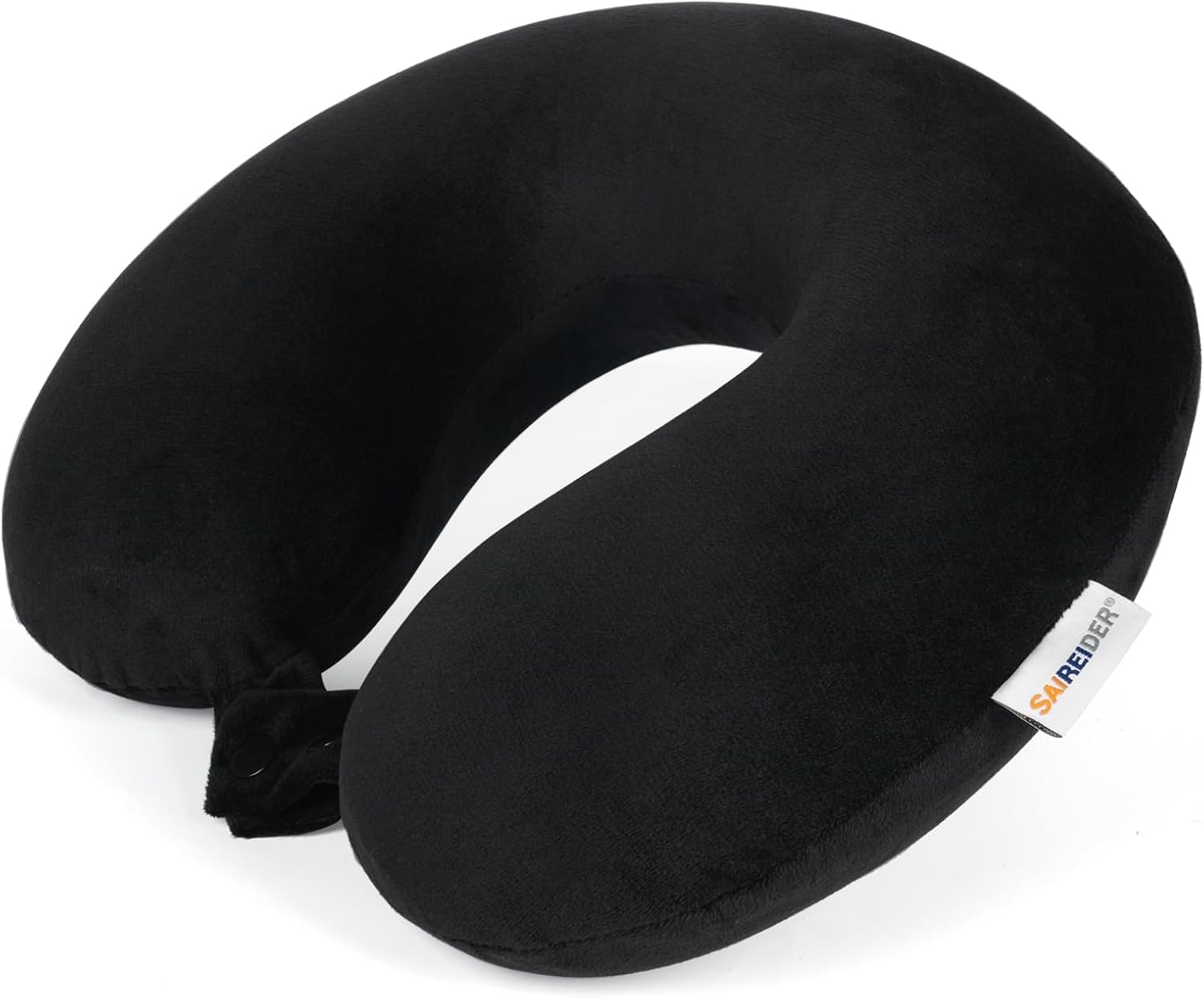 SAIREIDER Travel Pillow 100% Pure Memory Foam Travel Neck Pillow, Airplane Pillow for Traveling、Car、Home、Office,Washable Cover(Black)