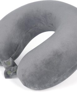 SAIREIDER Travel Pillows for Sleeping Airplane 100% Pure Memory Foam Neck Pillow for Airplanes Washable Cover(Grey)
