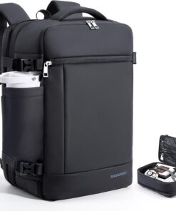 SHOWKOO Travel Backpack For Man Women, Airline Approved Carry On Laptop Backpack For Business, 40L Expandable Large Capacity Backpack, Black