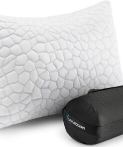 SUPA MODERN Cooling Bed Pillows for Sleeping 1 Pack Small Shredded Memory Foam Pillow Camping Travel Pillow - Compressible Medium Firm, Breathable Cover, ldeal Backpacking Hiking, Airplane and Car