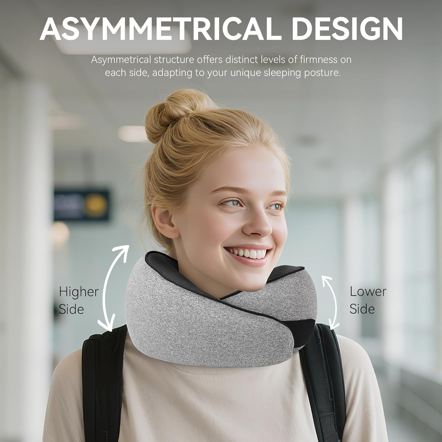 SZXYX Travel Pillows 100 Pure Memory Foam Neck Pillow for Airplanes Comfortable Breathable Cover 360° Support Stowable Pillows for Sleeping Car Airport Travel Essentials Dark Grey.jpg