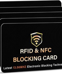 SaiTech IT 5 Pack RFID Blocking Card, One Card Protects Entire Wallet Purse, NFC Contactless Bank Debit Credit Card Protector ID ATM Guard Card Blocker–(Black)