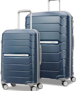 Samsonite Freeform 2-Piece Luggage Set - Carry-On & Large Checked Luggage with Dual Spinner Wheels - Durable Polypropylene Hardshell - TSA Lock, Airline-Approved - Expandable Hard Shell - Navy