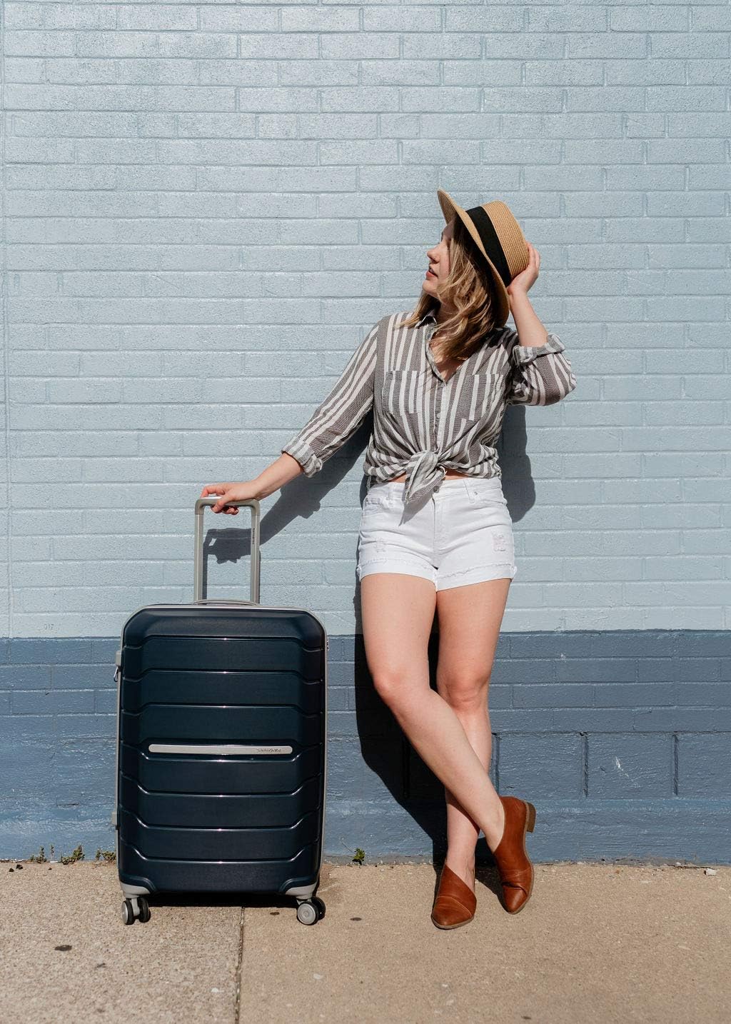 Samsonite Freeform 2 Piece Luggage Set Carry On Large Checked Luggage with Dual Spinner Wheels Durable Polypropylene Hardshell TSA Lock Airline Approved Expandable Hard Shell Navy.jpg