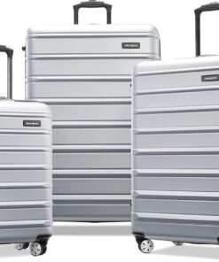 Samsonite Omni 2 Hardside Expandable Luggage with Spinner Wheels, 3-Piece Set (19/24/28), Artic Silver