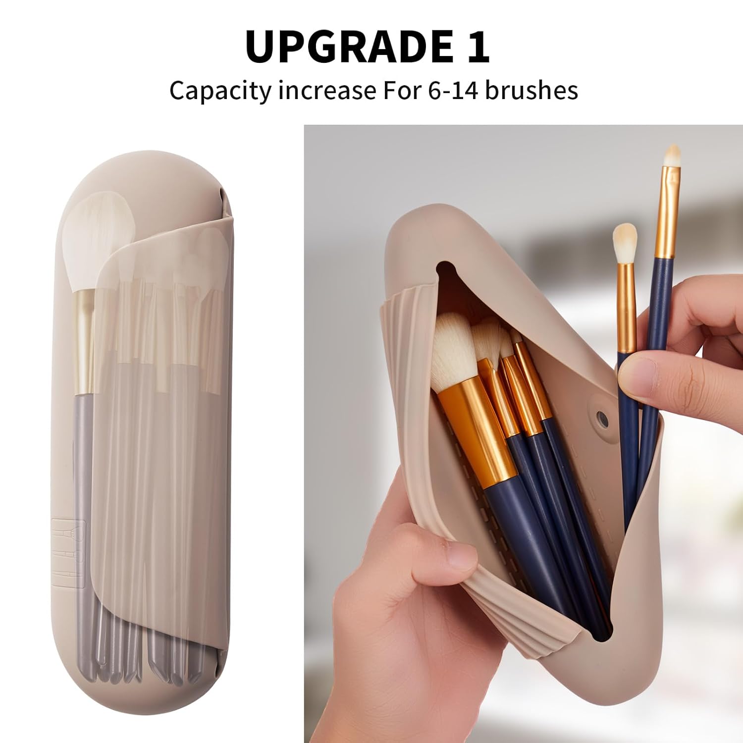 Silicone Makeup Brush Holder Travel Cosmetic Bag：Soft Portable Cosmetic Face Brushes Holder with Upgrade Anti Fall Out Magnetic Closure Large Travel Makeup Brush Case Walnut.jpg