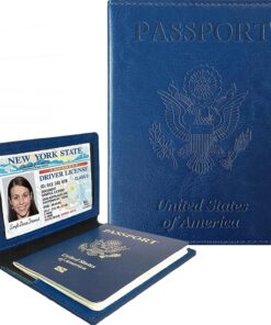 Sizobi Passport Holder for Travel Men, RFID Blocking Passport Covers Case Wallet Card Slot, International Travel Must Haves Travel Accessories for Women, Cruise Ship Essentials Travel Gifts, Navy Blue