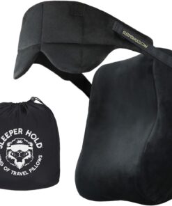 Sleeper Hold Travel Pillow - Real Sleeping Experience on Long Flights - Head Strap with Eye Mask - Super-Soft, Lightweight, Easy-to-Carry, and Machine-Washable Airplane Pillow