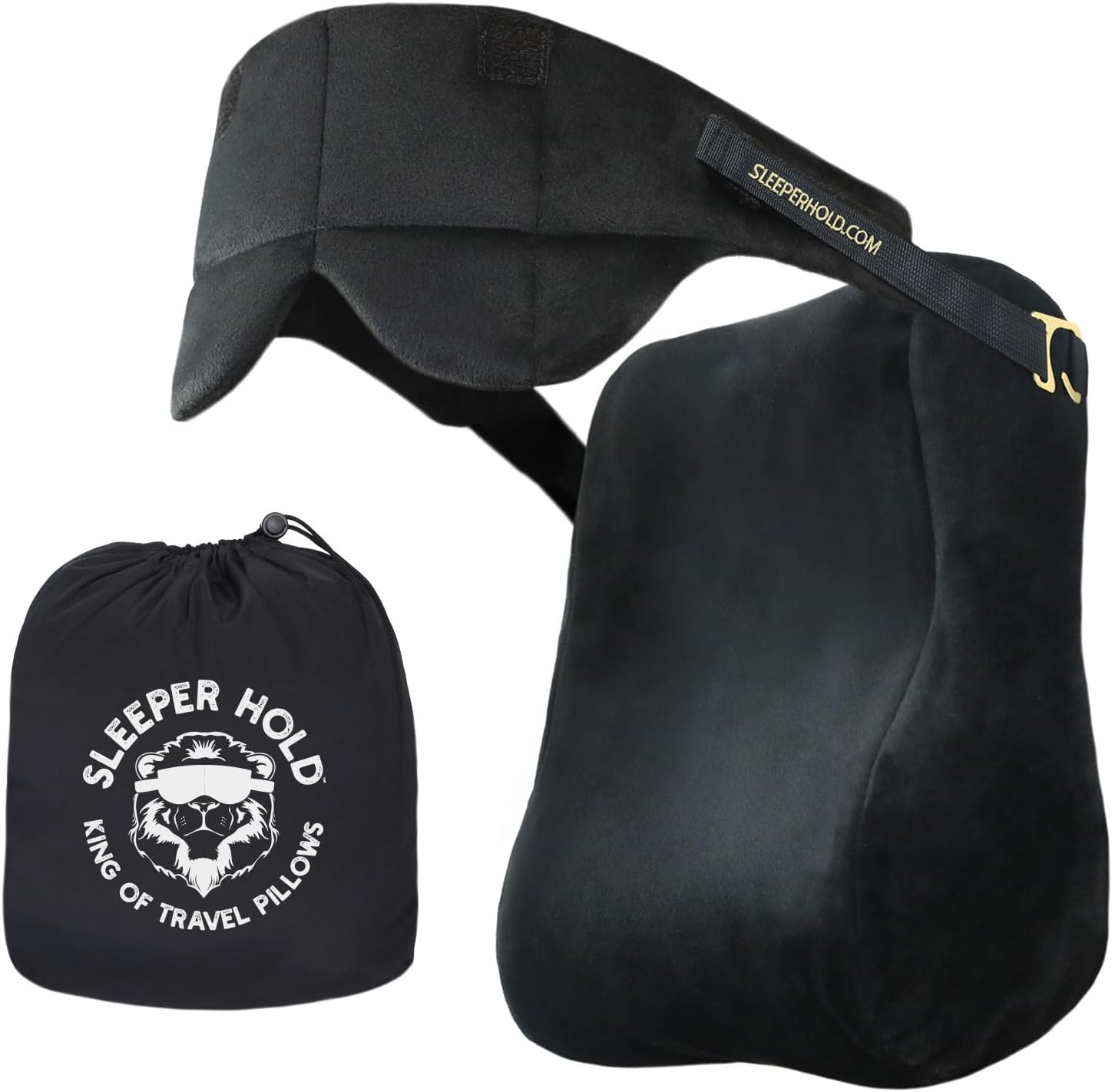 Sleeper Hold Travel Pillow - Real Sleeping Experience on Long Flights - Head Strap with Eye Mask - Super-Soft, Lightweight, Easy-to-Carry, and Machine-Washable Airplane Pillow