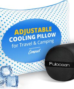 Small Cooling Shredded Memory Foam Pillow for Travel & Camping, Compressible Adjustable Pillow Washable Cover,Medium Firm Neck Knee Lumbar Support,Ideal Sleeping,Car,Airplane,Toddler,Backpacking,Gifts