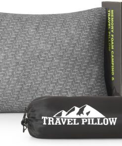 Small Shredded Memory Foam Pillow, Camping Pillow Travel Pillow - Compressible Medium Firm, Breathable Cover, Ideal Backpacking Hiking, Airplane and Car