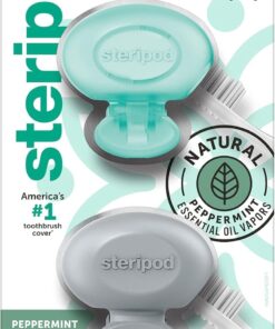 Steripod Clip-On Toothbrush Protector with Peppermint Essential Oils, Keeps Toothbrush Fresh and Clean, Travel Accessories, Fits Most Manual and Electric Toothbrushes, 2 Count