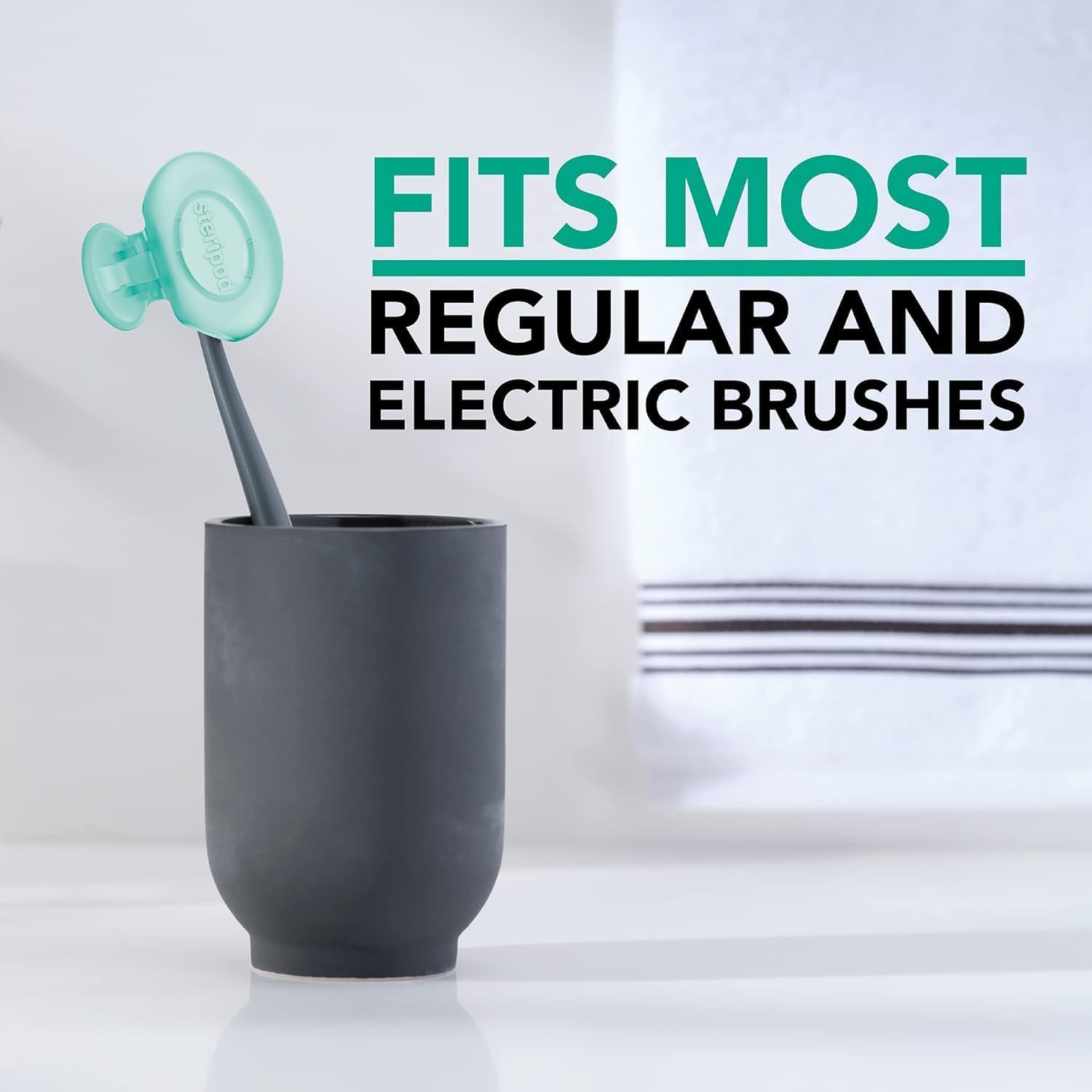 Steripod Clip On Toothbrush Protector with Peppermint Essential Oils Keeps Toothbrush Fresh and Clean Travel Accessories Fits Most Manual and Electric Toothbrushes 2 Count.jpg