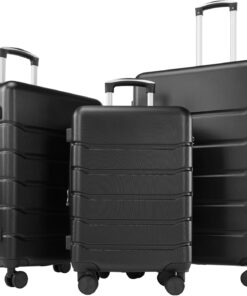 Sweetcrispy Luggage Spinner Wheels Lightweight Expandable Travel Hard Shell Suitcases with TSA Lock, Bronze Black, 3-PCS Set (20/24/28 inch)