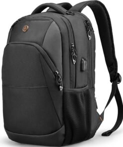Swissdigital Design Travel Laptop Backpack, College Laptops Backpack with USB Charging Port for Men and Women Fits 16 Inch Notebook, Black | SD1670-01
