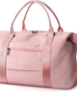 TOPBAG Travel Duffle Bag, Waterproof Weekender Carry On Tote Bags for Women, Sport Gym Bag for Men, Hospital Bag for Labor and Delivery, Overnight Luggage Bag with Trolley Sleeve Coral Pink