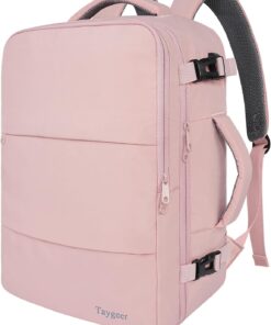 Taygeer Travel Backpack for Women, Carry On Backpack with USB Charging Port & Shoe Pouch, TSA 15.6inch Laptop Mochila Flight Approved, Nurse Bag Casual Daypack for Weekender Business Hiking, Pink