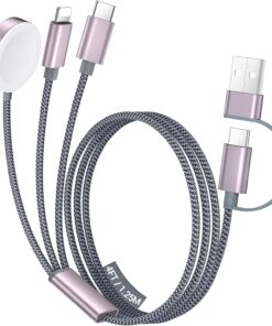 Temdan for Travel Essentials,3 in 2 USB C Cable for Apple Watch Charger/for iPhone 17 Charger,Multi Charging Cable Cord,Vacation Camping Essentials,Portable Designed for iWatch &for iPhone 16-12-4FT