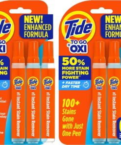 Tide Pen Stain Remover for Clothes, To Go Pen, Instant Stain Remover Pen & Spot Cleaner, Portable & Travel-Friendly, Works on Food & Drink Stains, Fits in Purses & Bags, 3 Count (Pack of 2)
