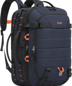Tolaccea Carry on Travel Backpack, TSA Friendly Flight Approved Laptop Backpack Duffle Bag for Men Women with Dual Laptop Storage for 17.3", Expandable Business Rucksack 40L-50L Large - Blue