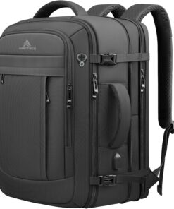 Travel Backpack, 50L Expandable Extra Large Laptop Backpack, Carry On Backpack Water Resistant Business Suitcase Daypack Bag Fits 17 Inch Laptops, Travel Gifts for Men Women, Black