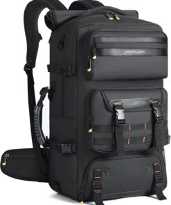 Travel Backpack for Men, 50L Carry On Flight Approved Convertible Duffle Bag with Shoe Compartment, 17 inch Laptop Luggage with USB Charging Port for Weekender Hiking, Black