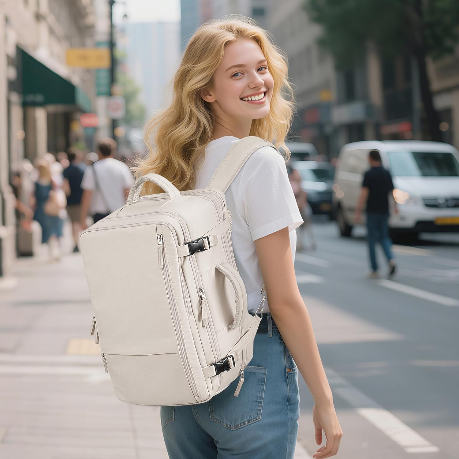 Travel Backpack for Women Expandable 40L Carry on Flight Approved Backpack 17 Inch Laptop Waterproof Travel Bag for College Travel Work Beige.jpg