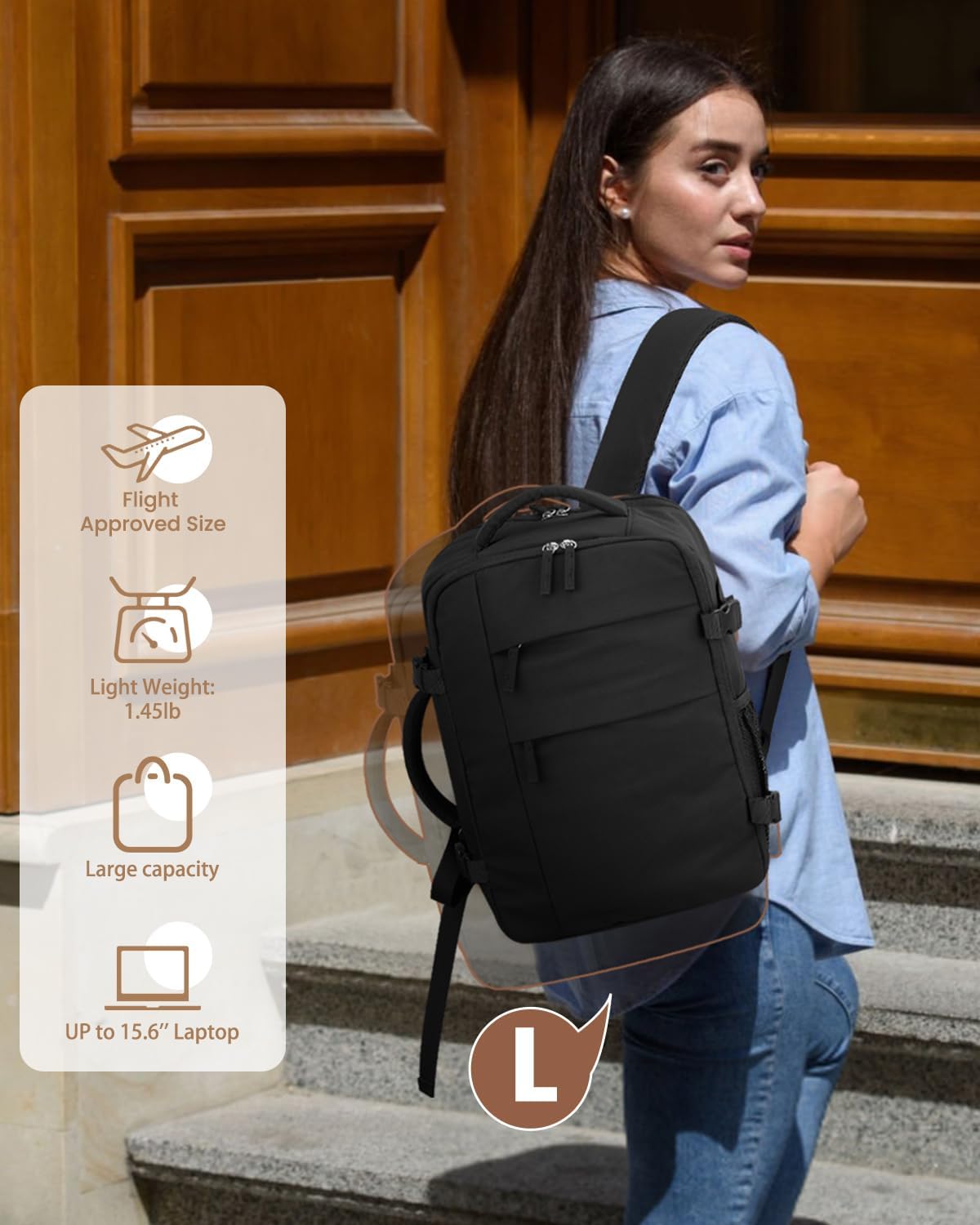 Travel Backpack for Women Man Waterproof Personal Item Travel Bag Airline Approved Laptop Backpack Bookbag Weekender bags for BusinessTravel Work Fits 15.6 inch LaptopMediumBlack.jpg