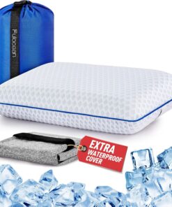 Travel & Camping Cooling Memory Foam Pillow for Backpacking &Airplanes &Beach, Medium Firm Small Camp Bed Pillow for Car Sleeping,Toddler, Breathable Washable Cover, Neck Support Portable Compressible