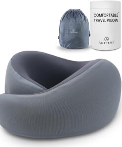 Travel Neck Pillow 2.0 for Airplane - 360° Support Ergonomic Raised-Edge Designed Memory Foam Travel Pillows - Best for Traveling & Long Flights & Offices & Cars Sleeping Use