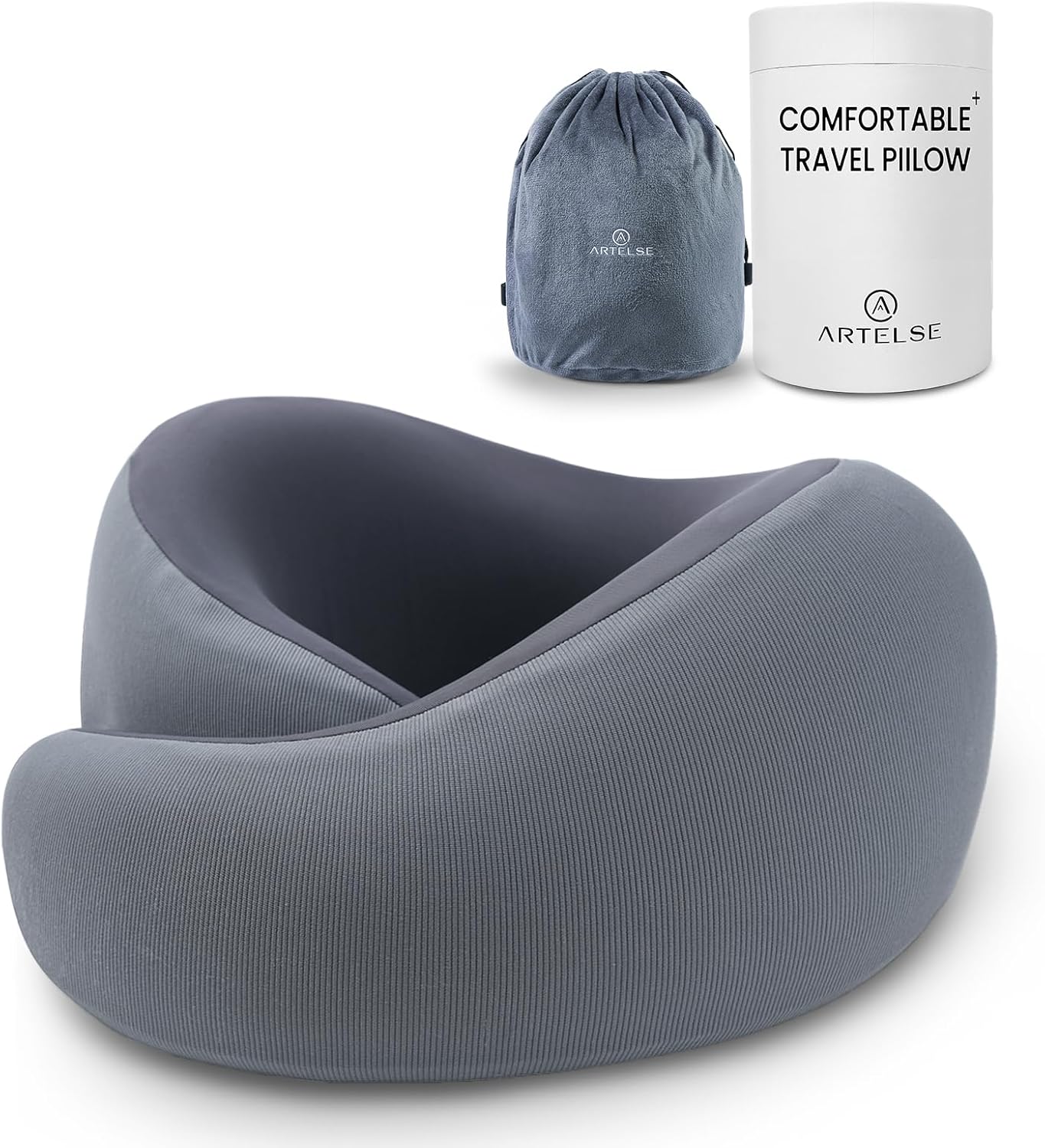 Travel Neck Pillow 2.0 for Airplane - 360° Support Ergonomic Raised-Edge Designed Memory Foam Travel Pillows - Best for Traveling & Long Flights & Offices & Cars Sleeping Use