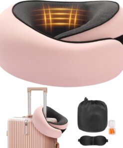 Travel Neck Pillow, Memory Foam Neck Support for Airplane, Car & Office, Breathable Portable Design with Eye Mask, Earplug Holder & Carry Bag, Gift for Women