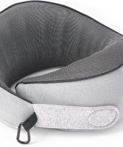 Travel Pillow, 100% Pure Memory Foam Travel Neck Pillow Airplane Neck Support Ergonomic Design for Traveling Suitable for Airplanes,Offices and Cars-Gray