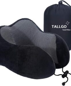 Travel Pillow, Best Memory Foam Neck Pillow Head Support Soft Pillow for Sleeping Rest, Airplane Car & Home Use (Black)