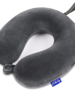 Travel Pillow Memory Foam for Airplanes - Neck Pillow for Traveling, Car, Home, Flight Pillow for Sleeping with Attachable Snap Strap Soft Washable Cover, Provide Head Neck Support Rest, Dark Gray