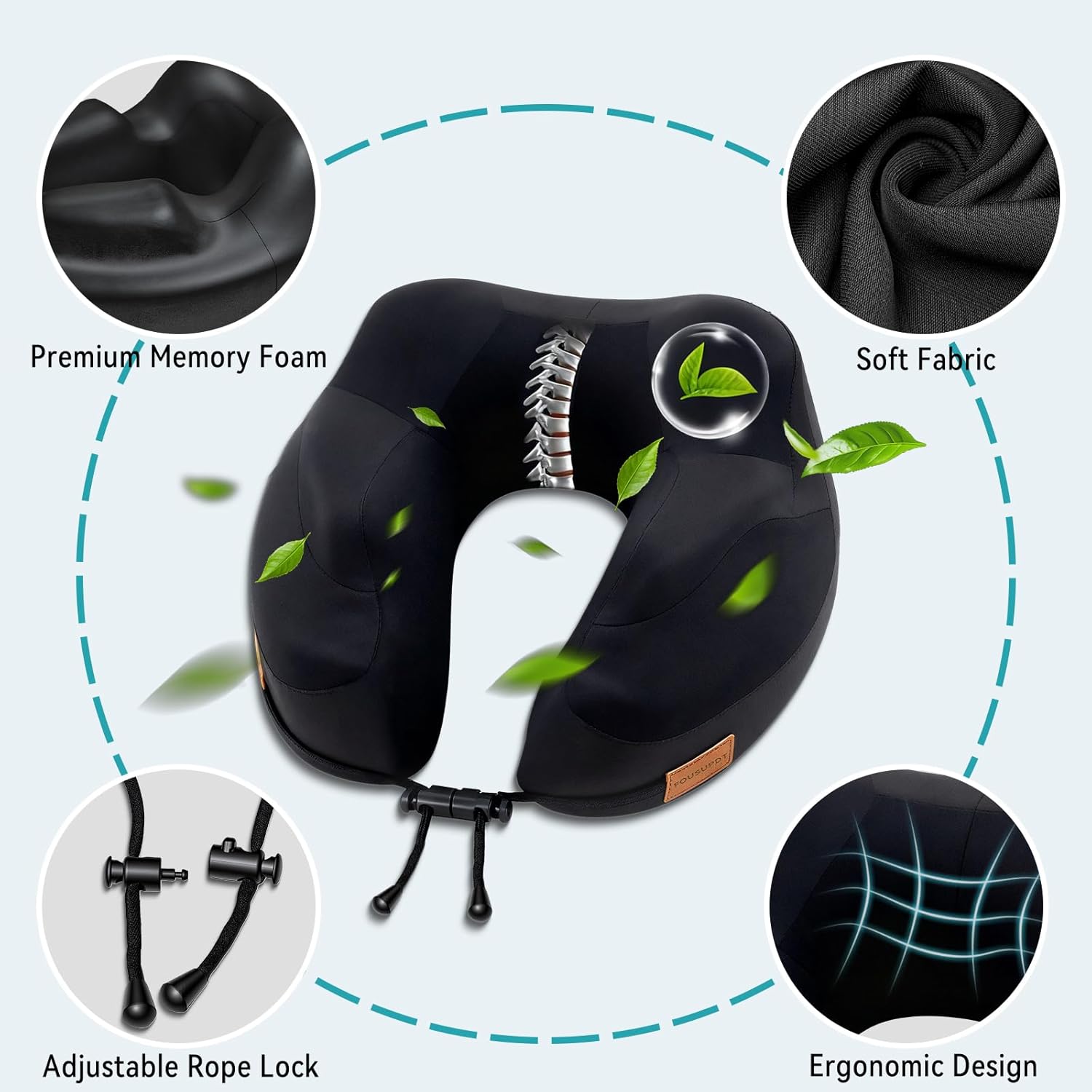 Travel Pillow for Airplane Memory Foam Airplane Neck Pillow for Long Flight Sleeping Soft Comfort Portable Travel Neck Pillow for Flight Drive Work Rest with Storage Bag.jpg