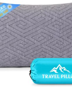 Travel Pillow for Sleeping Camping, Memory Foam Small Pillow with Breathable Cover for Backpacking, Airplane, Car (15.5 X 12 Inch)
