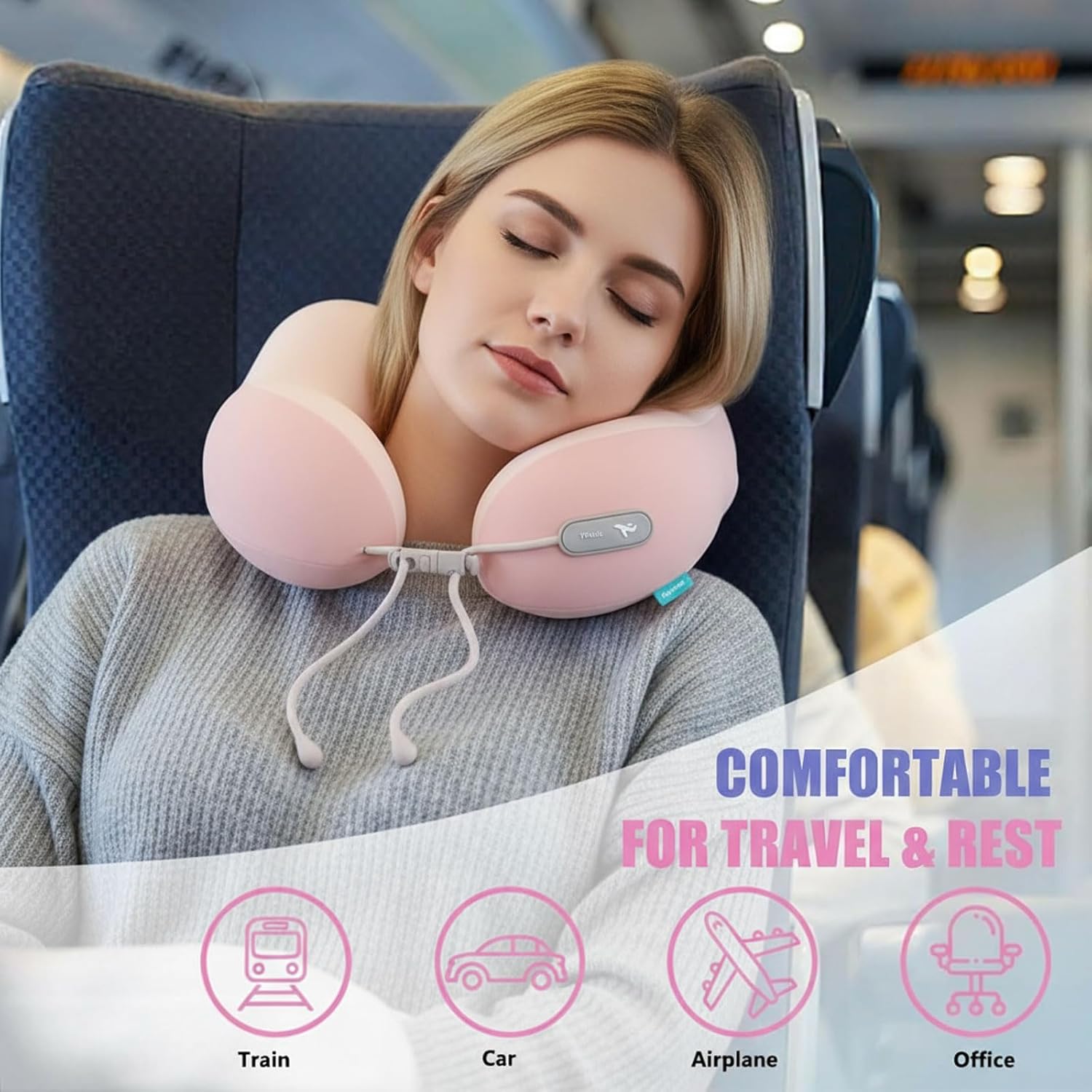 Travel Pillow with New Cool MaterialNeck Pillow for Traveling 100 Pure Memory FoamTravel Neck Pillow with Zipper Box Airplane Pillow for TravelingTravel Essentials Pink.jpg