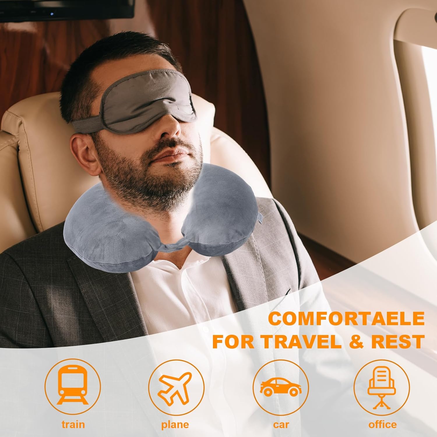 Travel Pillow100 Pure Memory Foam U Shaped Neck PillowSuper Lightweight Portable Headrest Great for Airplane CarHomeOfficeSleeping Rest Grey.jpg
