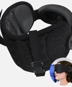 Travel Pillows for Airplanes, Airplane Pillow for Long Flight, Airplane Head Strap with Eye Mask for Sleep, Travel Neck Pillow for Car Road Trip, 360° Support Headrest, Stop Bobblehead, Black