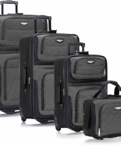 Travel Select Amsterdam Softside Expandable Luggage with Rolling Wheels, Gray, 4-Piece Set (15/21/25/29)