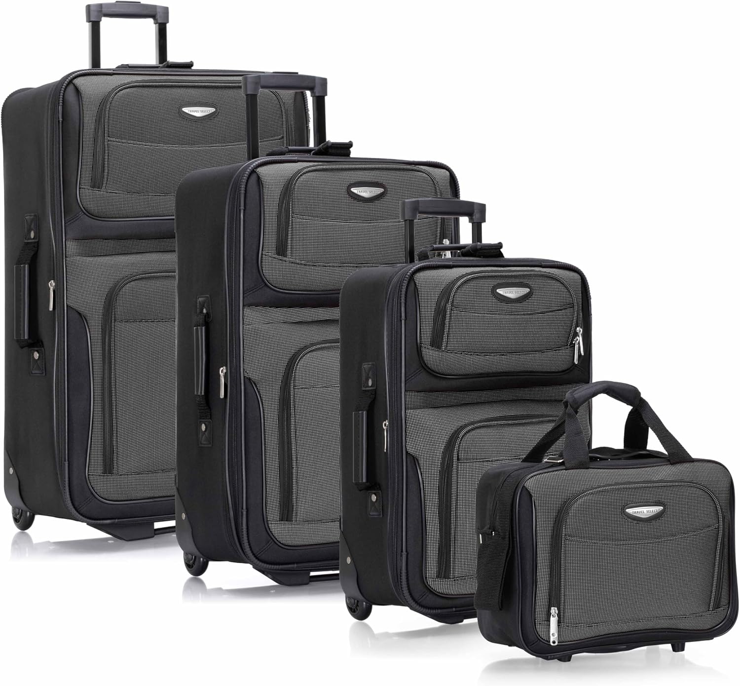 Travel Select Amsterdam Softside Expandable Luggage with Rolling Wheels, Gray, 4-Piece Set (15/21/25/29)